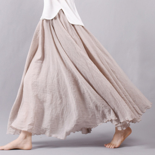 Women Linen Cotton Long Skirts